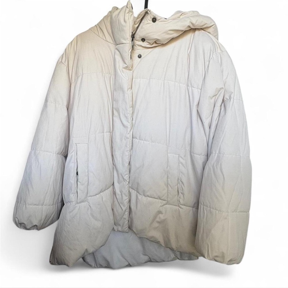 Cream Hooded Puffer Jacket
